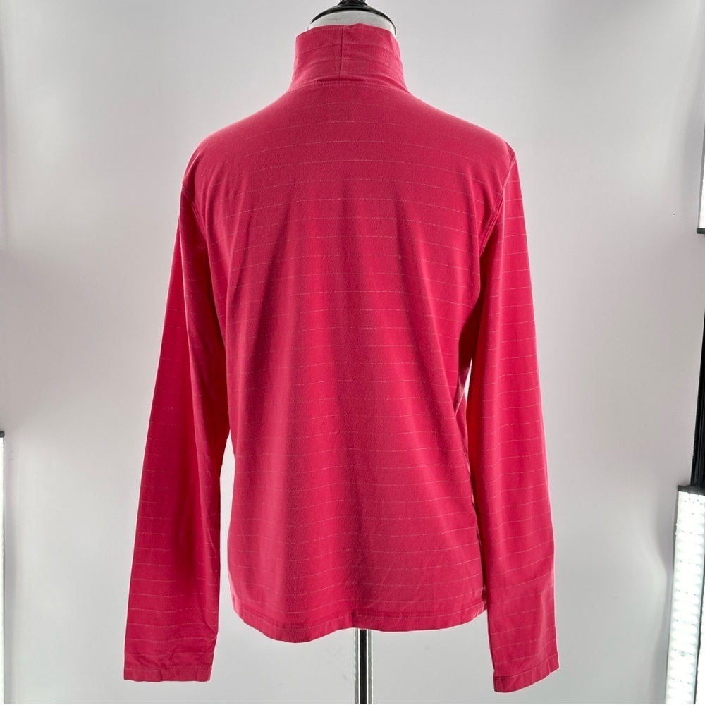 Talbots turtleneck top size L pink shimmer stripe long sleeve stretch 90s Y2K - Picture 4 of 10
